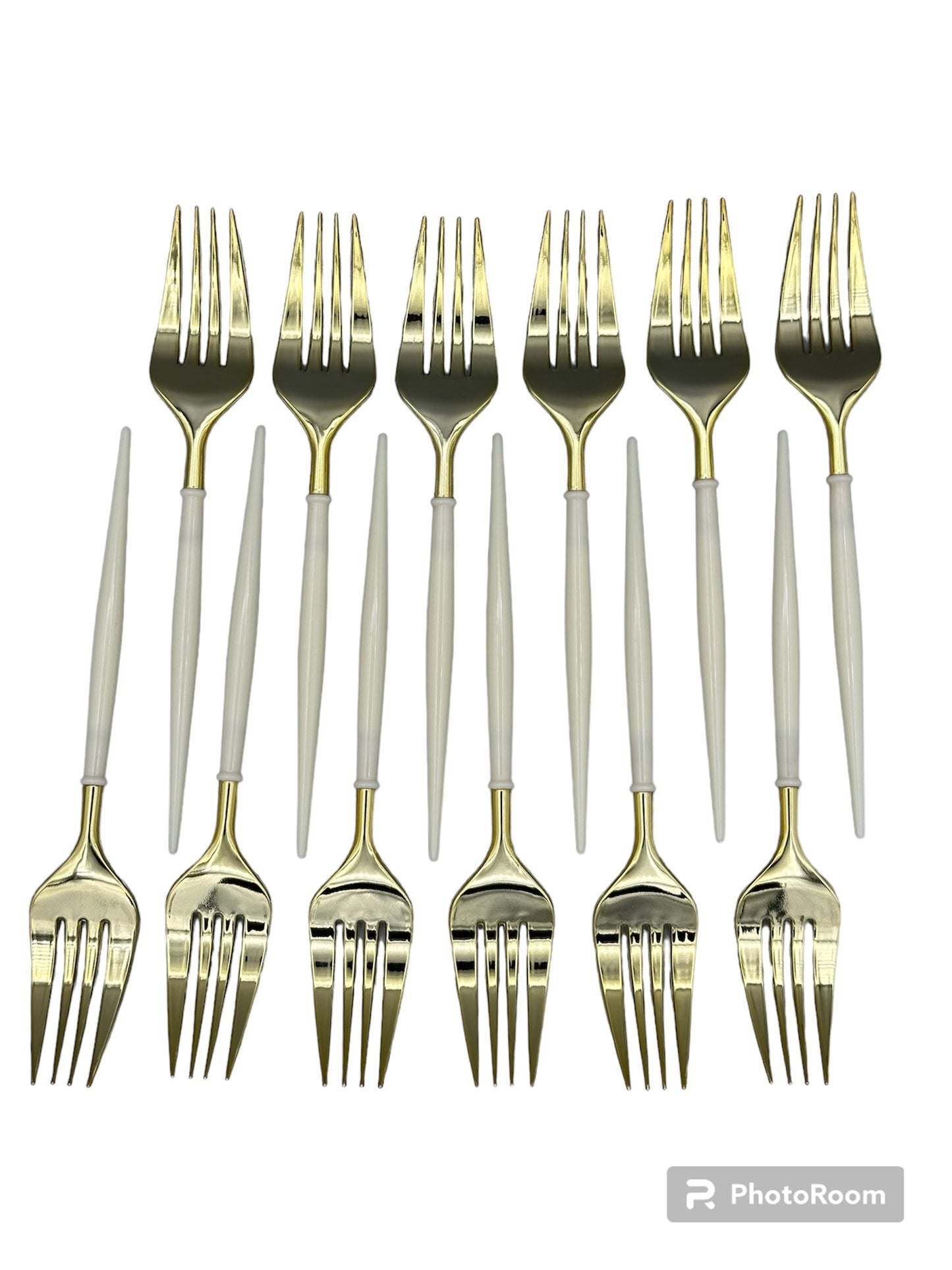 Fourchettes dorés/couleurs 12pcs