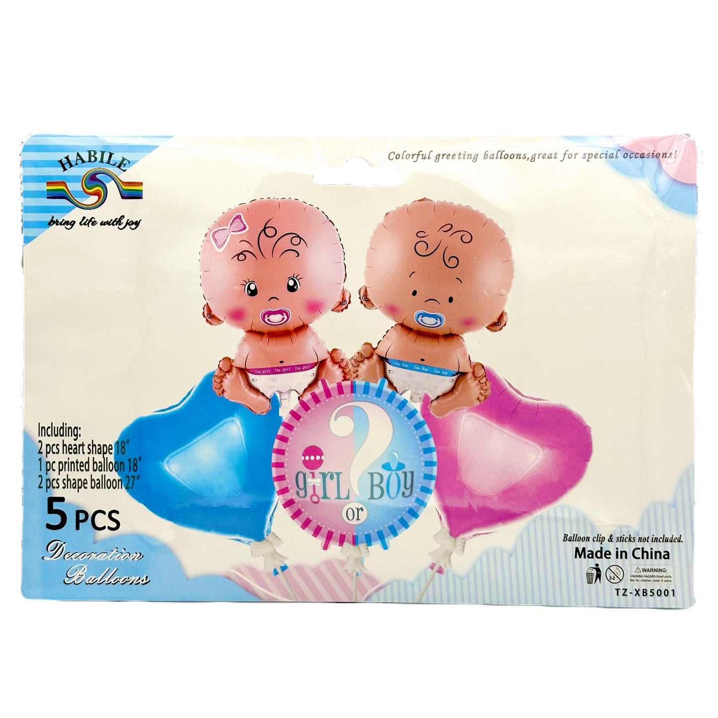 Ballon Gender Reveal Aluminium 5 pcs