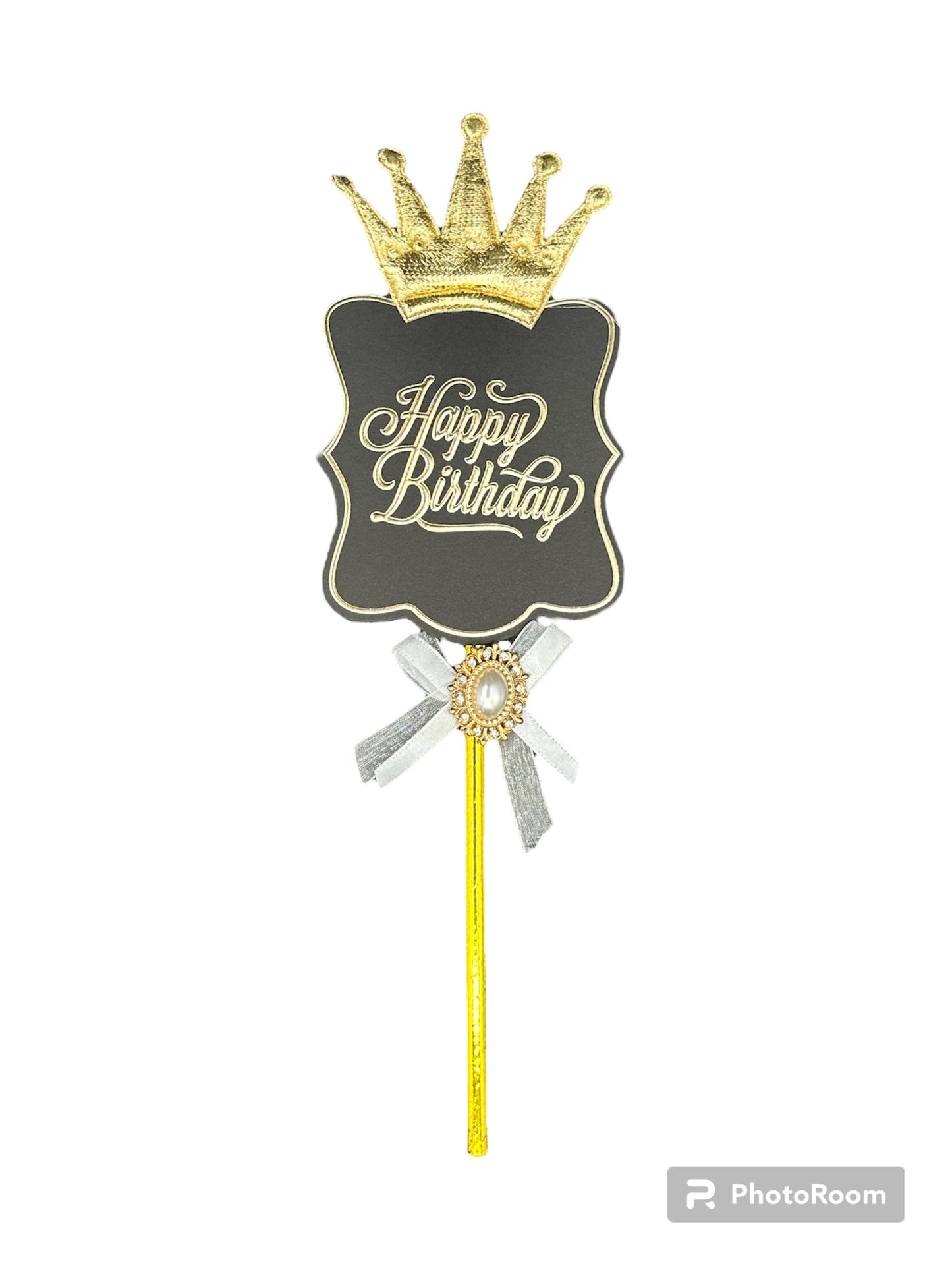 Topper Happy Birthday Avec Couronne