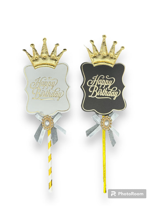 Topper Happy Birthday Avec Couronne