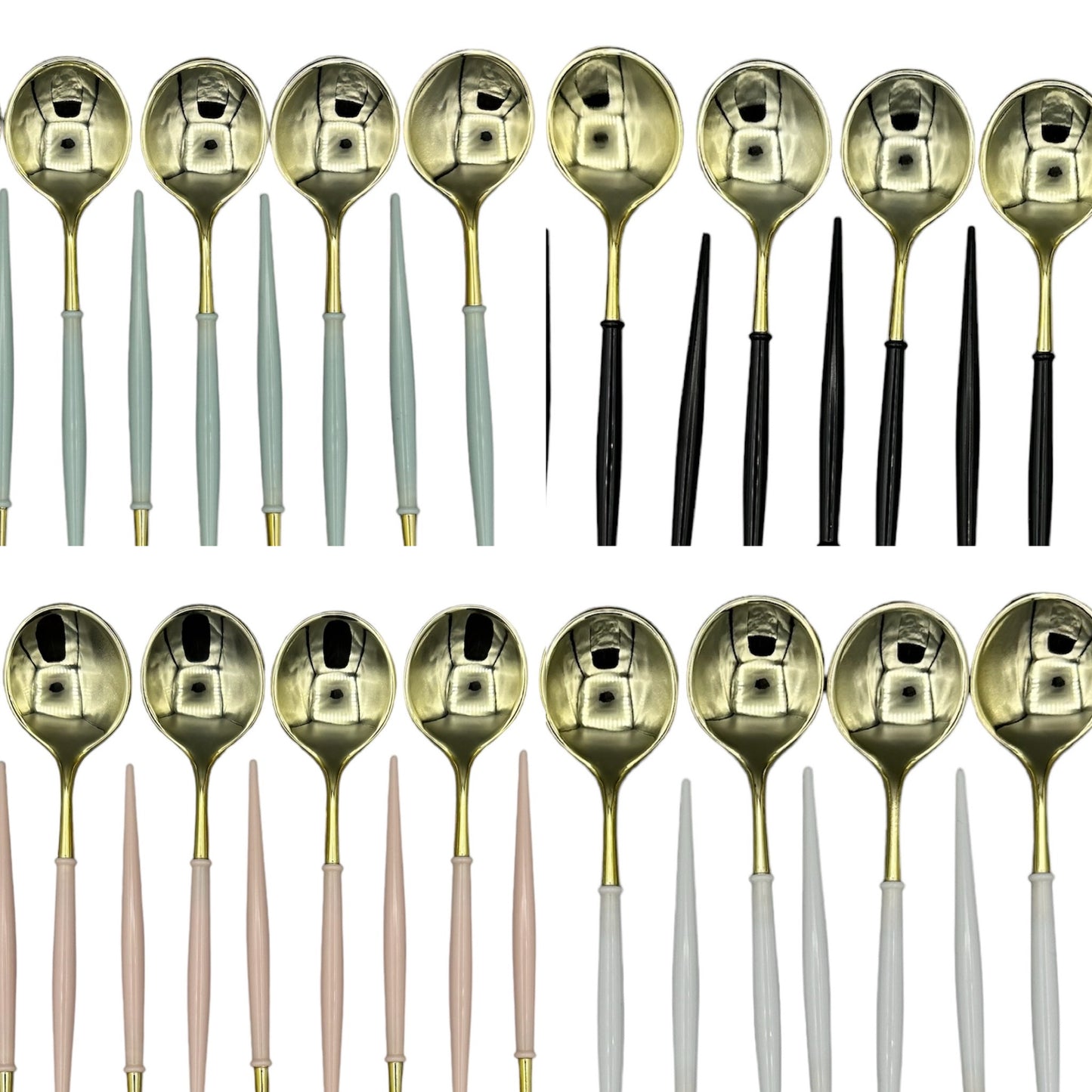 Cuillères doré/couleur 12pcs