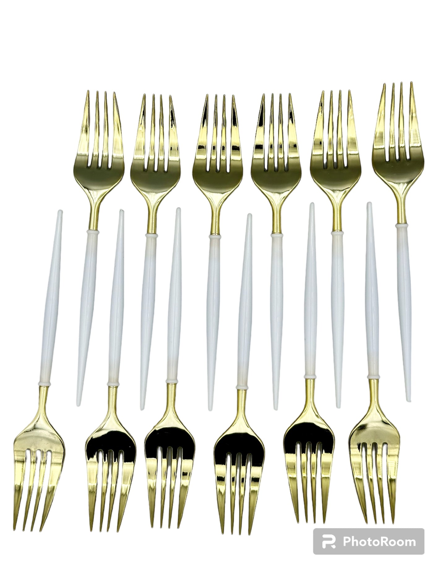 Fourchettes dorés/couleurs 12pcs