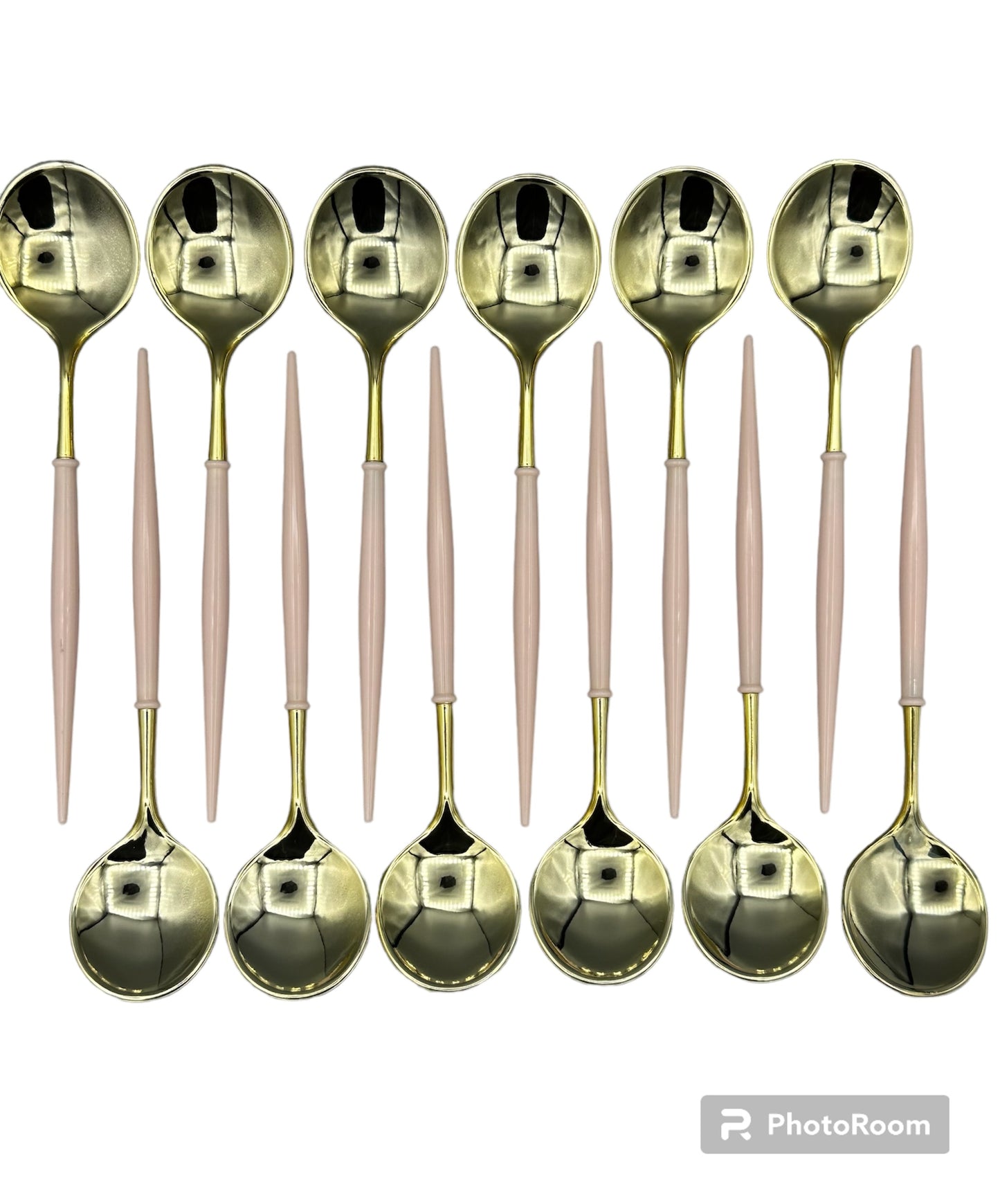 Cuillères doré/couleur 12pcs