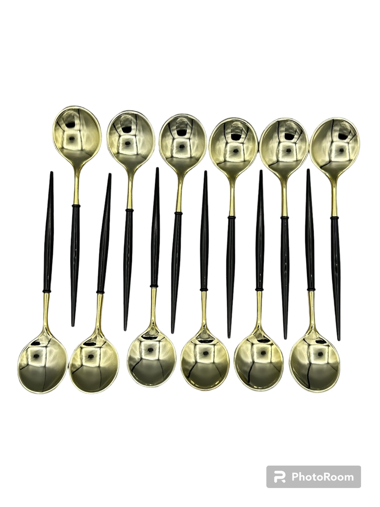 Cuillères doré/couleur 12pcs