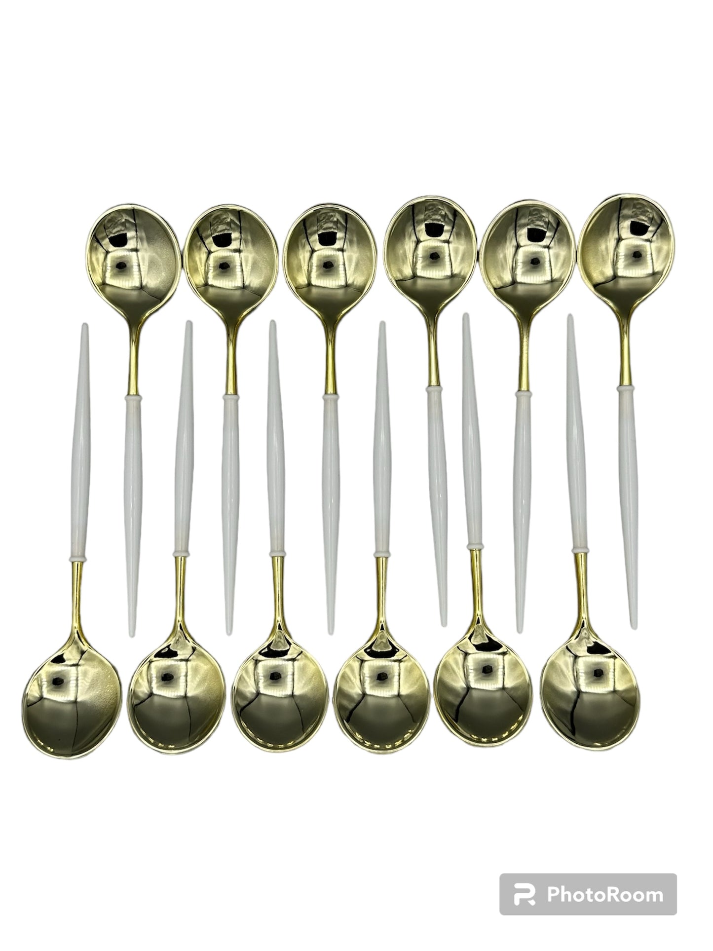 Cuillères doré/couleur 12pcs