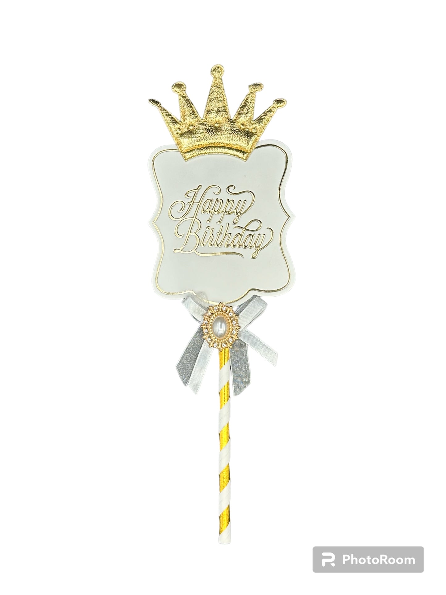 Topper Happy Birthday Avec Couronne