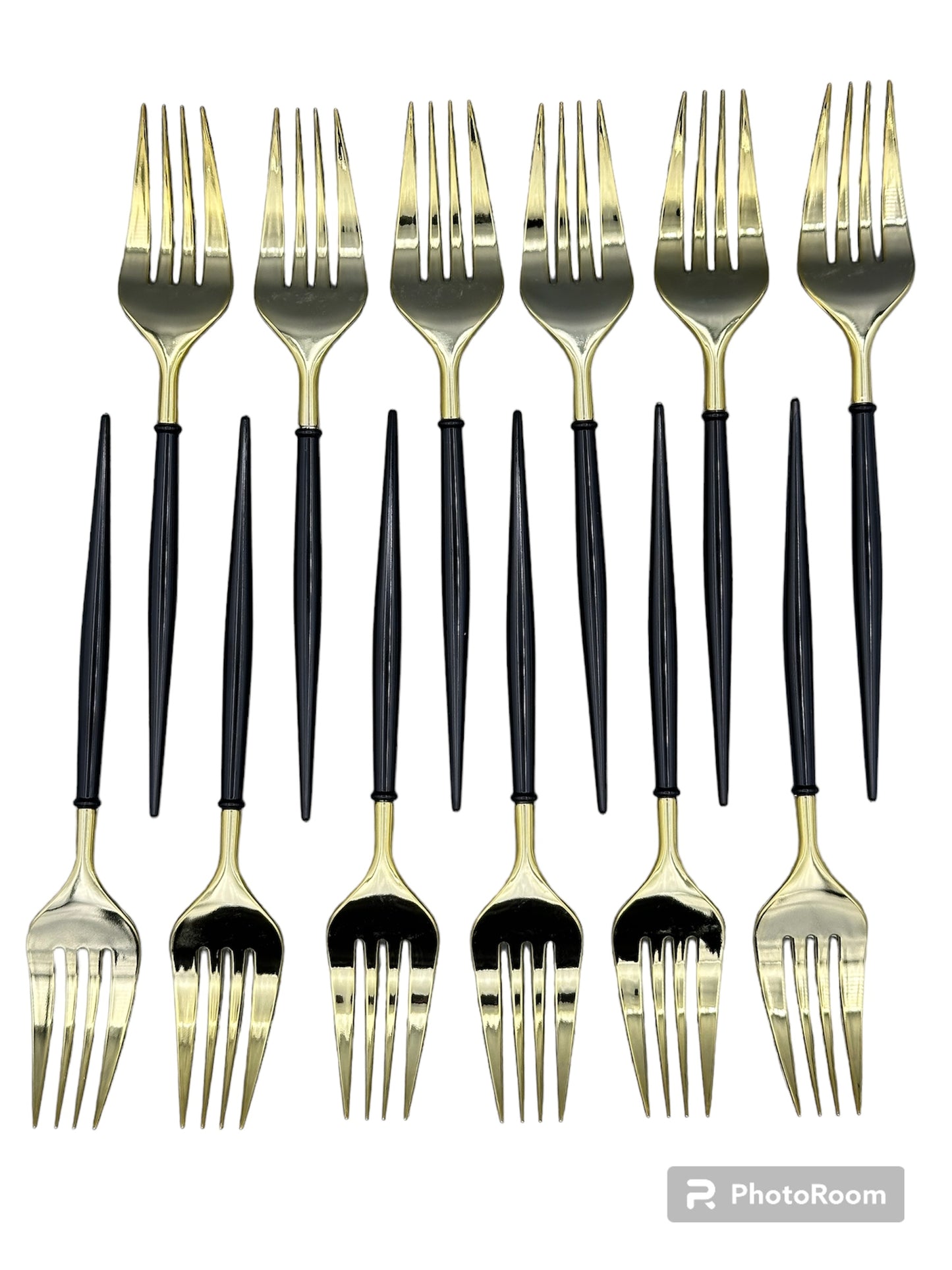Fourchettes dorés/couleurs 12pcs