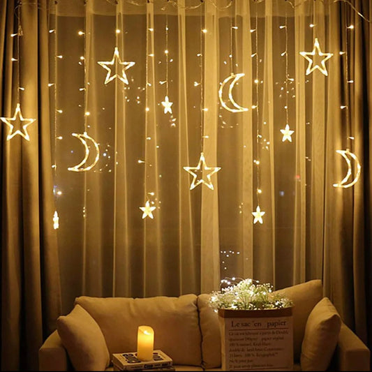 Rideaux lumineux lune/etoile